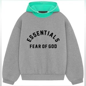 Essentials Gray and Teal Hoodie